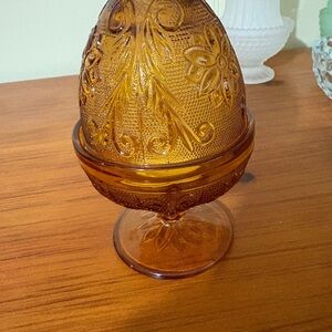 Vintage Amber Tiara Glass Fairy Lamp